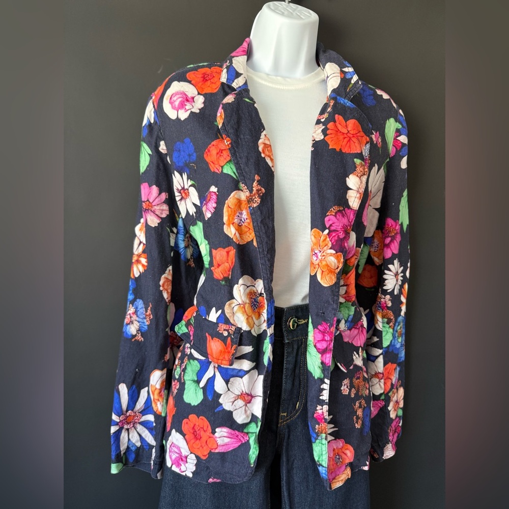 Charlie B linen blend floral print blazer large